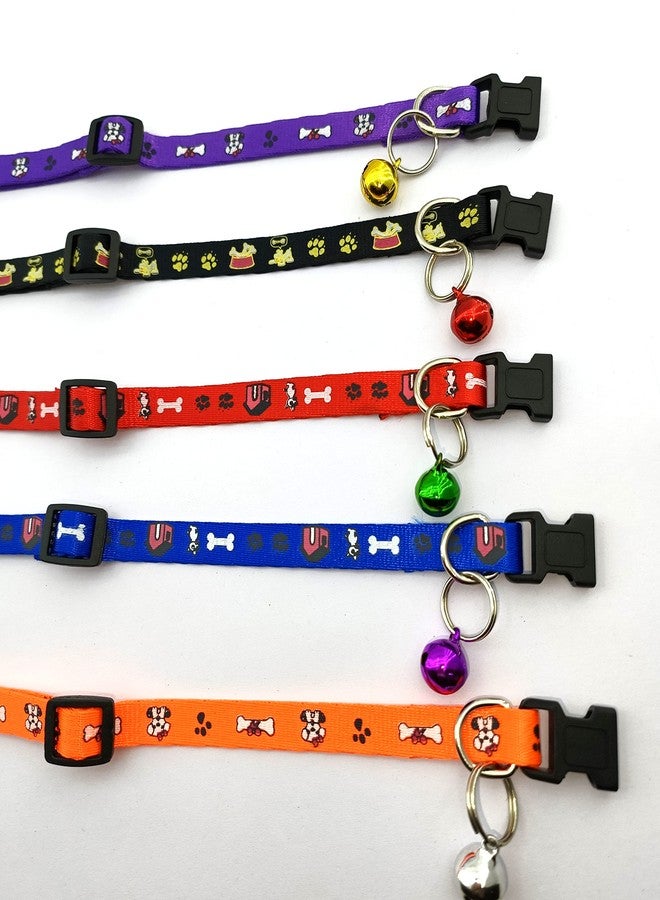 Pups&Pets Puppy and Cat Collar Printed with Bell Basic Dog Cat Collar Buckle Adjustable Nylon Cat & Smal Dog Collar with Bell 10 MM (Red) - Image 4